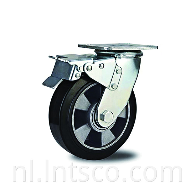 Heavy Duty Rubber on Aluminum Side Brake Casters